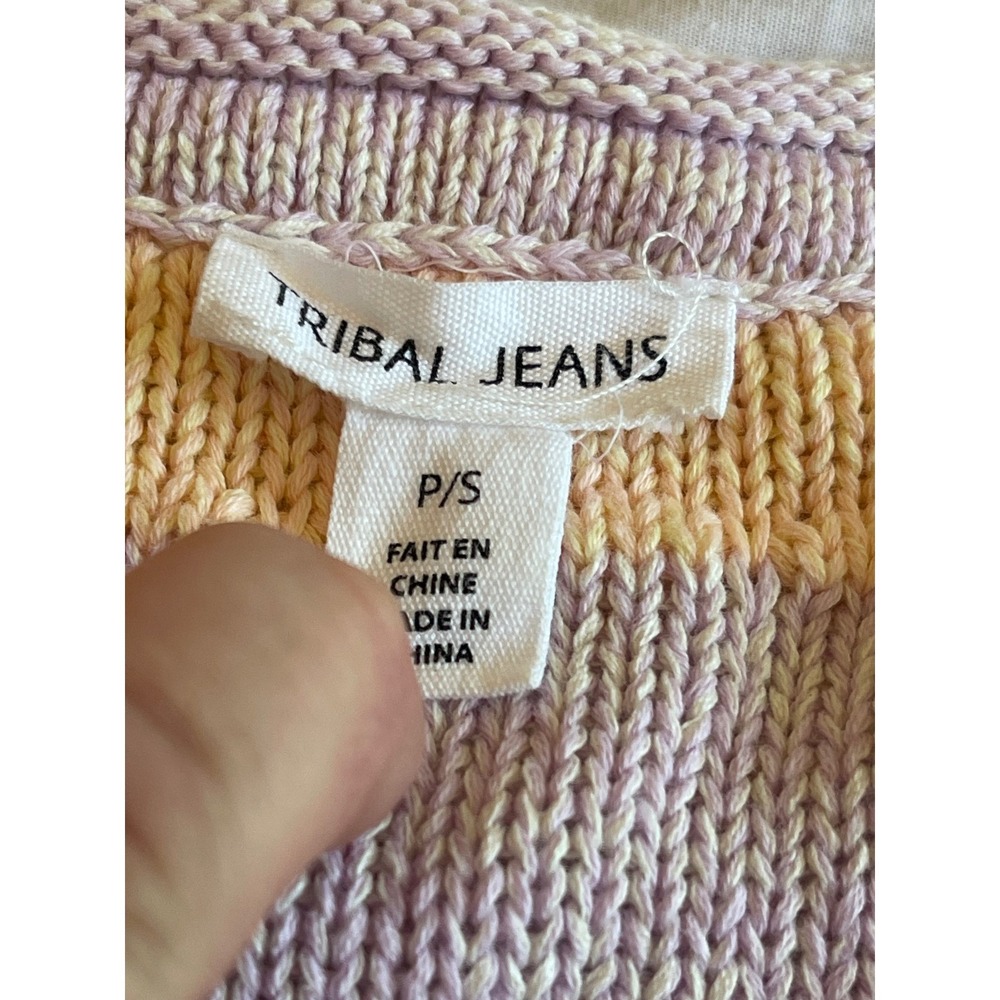 Tribal Jeans Pastel Striped V-Neck Knit Sweater 3/4 Sleeve Fisherman Coastal P/S - Picture 5 of 10